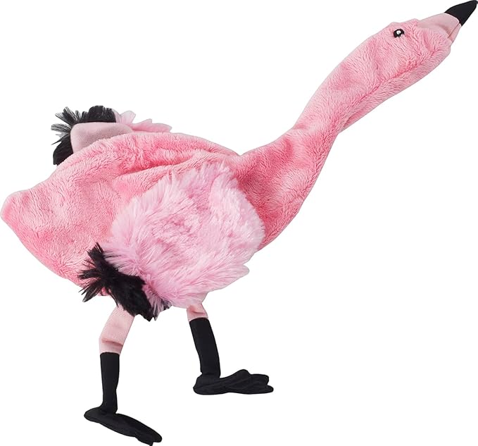 SPOT Skinneeez Flamingo 13 Inch Stuffing-Free Plush Squeaky Dog Toy – Soft Interactive Chew Toy for Small and Medium Dogs – Mess-Free Play for Light & Moderate Chewers