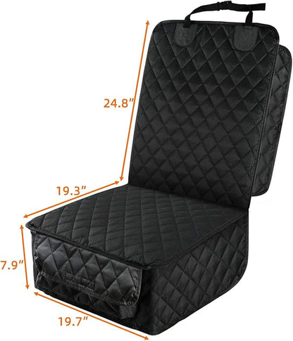 PETICON Dog Car Seat Covers, 100% Waterproof Dog Back Seat Cover with Mesh Window and Full Protection Front Seat Car Cover with Side Flaps for Cars, Trucks, SUVs, Jeep, Bundle