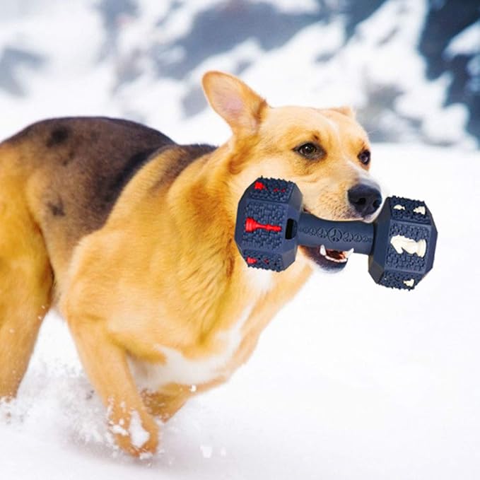 Dog Chew Toys for Aggressive Chewers Indestructible Dog Toys Tough Natural Rubber Dumbbell Toy for Small Medium Large Dogs XLarge Blue