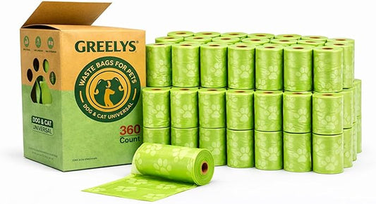 Dog Poop Bags 360 Count – Strong Leak-Proof, Easy Tear, Eco Friendly Biodegradable Waste Bags for Dogs & Cats, Unscented