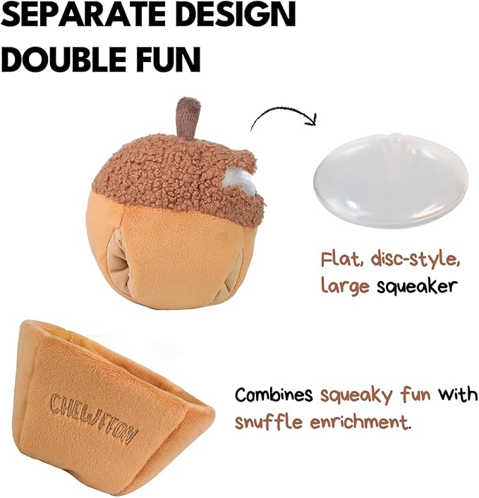 CHEWFFON Interactive Plush Dog Toy, Enrichment Crinkle Treat Puzzle Toys for Boredom and Stimulating, Acorn Shaped Snuffle Dog Toys, Hide and Seek Toy for Small, Medium and Large Dogs