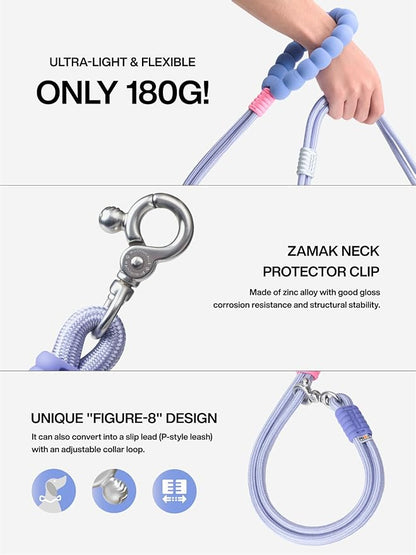 Hands Free Dog Leash 5FT Adjustable Waist Leash with NBR Padded Handle & Zinc Alloy Clip Waist/Crossbody Slip Lead Leashes for Walking - Smart (Lunar Sweetlight)