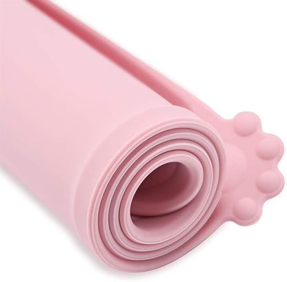 Silicone Waterproof Dog Cat Pet Feeding Mats, Non Slip, Easy Clean Pet Dog Cat Bowl Mats Placemat (24" x 16") Pink