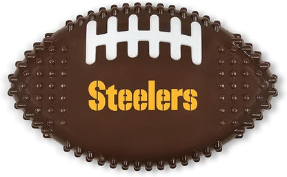 NFL Pittsburgh Steelers Mega-chew Hard Nylon Bacon-flavored Dog Bone Football Chew Toy. Tasty Interactive Fun for Aggressive Chewers