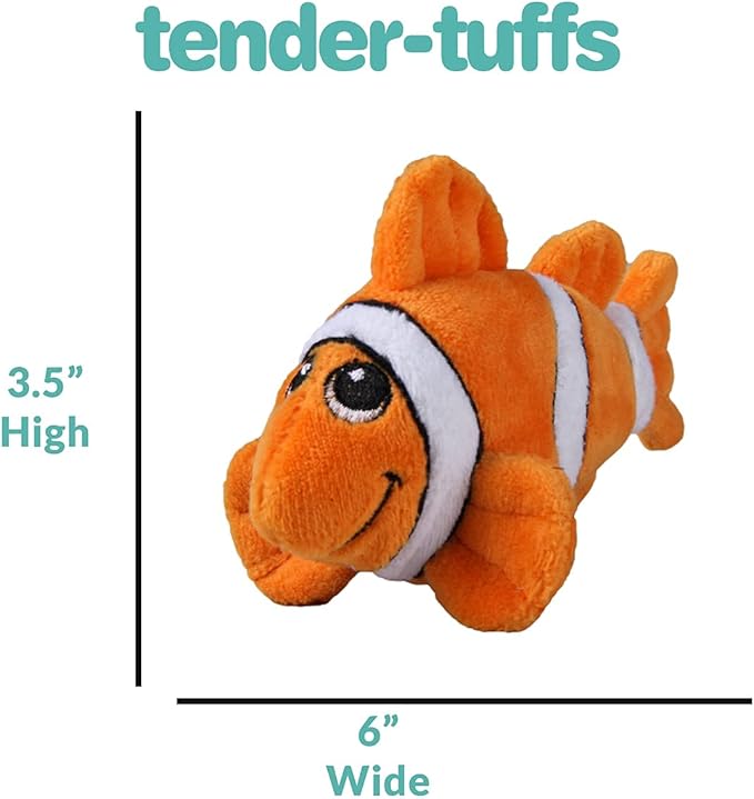 SmartPetLove Snuggle Puppy Tender-Tuffs Small Dog Toys - Orange Clownfish Dog Toy for Small Breeds with Puncture Resistant Squeaker
