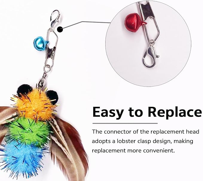 Cat Feather Toys,6 Pcs Coloful Artificial Insects Bees Refills,Cat Wand Attachment Toys for Kitten Cats Wand(6Pcs Bees