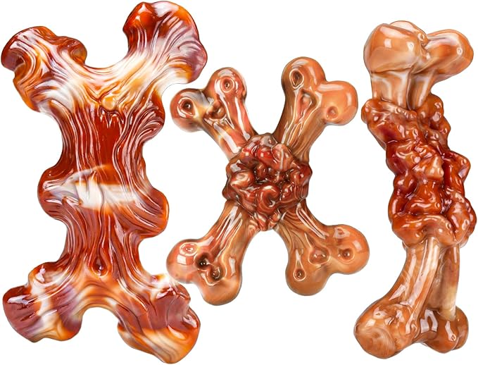 3 Pack Indestructible Dog Toys for Aggressive Chewers, Bacon Flavored Nylon Chew Bones, Tough Durable for Large Dogs 20-90 lbs