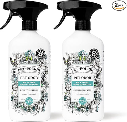 Pet-Pourri Pet Odor Air + Fabric Odor Freshener Spray, Pawsitively Fresh, 16 Fl Oz (Pack of 2)