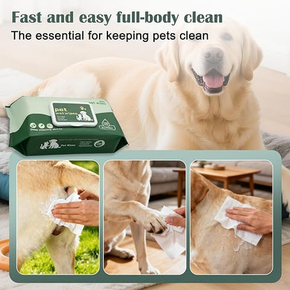 Unscented Pet Wipes for Dogs and Cats (400 Count) - Hypoallergenic Biodegradable Grooming Wipes for Cleaning Paws, Face, Body & Fur - Gentle Deodorizing Dog Wipes & Cat Wipes for Daily Use