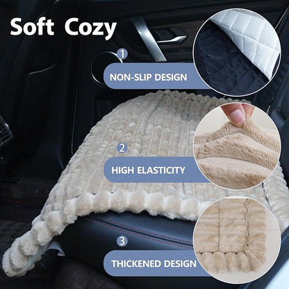 Waterproof Backseat Pet Bed Mat,Soft Plush Pet Seat Cover, Thickened Backseat Dog Bed Mat, Washable & Non-Slip Travel Pet Mat for Small Medium Dogs, Fits Car, Truck & SUV