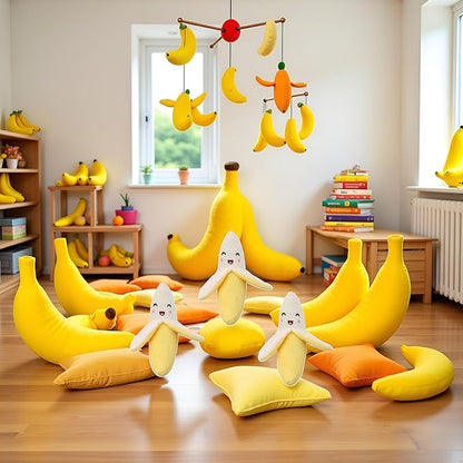 3 Pieces Yellow Banana Plush Squeeze Squeaker Puppy Dog Toys Plush Chew (Banana) Dog Squeak Toys