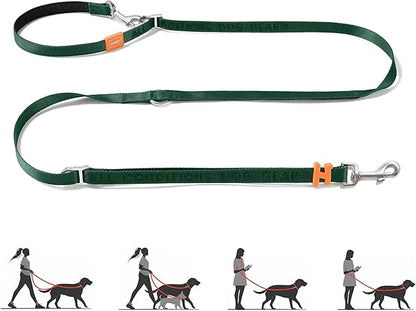 HOWGO Hands Free Dog Leash with Padded Handle,Multifunctional Crossbody Waist Leash for Walking Running Jogging Training,7.5 FT Nylon Adjustable Length for All Breeds(Green, Standard)