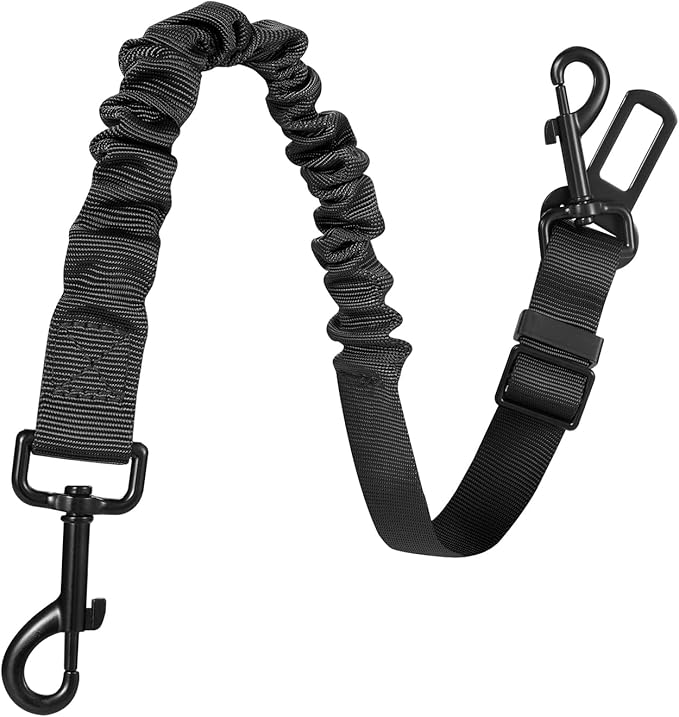 Dog Seat Belt for Car, Retractable Adjustable Nylon Pet Seatbelts for Vehicle Headrests, Elastic & Durable Car Harness, Dogs Leash Accessories for Bicycles (Only Leash Black)