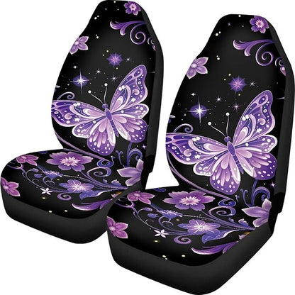 Dreaweet Car Seat Covers Front Seats Purple Butterfly Car Accessories for Women Interior 2 Piece Washable Universal High Back Bucket Seat Covers for Cars SUV Sedan
