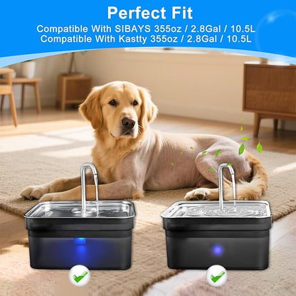 24PCS Dog Water Fountain Filter Fit for SIBAYS 355oz/2.8Gal/10.5L (FS70) & Compatible with Kastty, Sponge and Coconut Carbon for Large Dog Water Bowl Filter Replacement