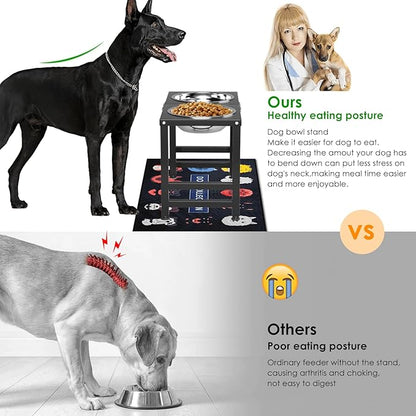 Metal Elevated Dog Bowl for Large 𝐋𝐚𝐫𝐠𝐞 Raised Bowl Stand with Sprill Proof Mat and 2000ML Pet Bowls, Food & Water Bowls 16" Tall Dog Feeder for Large Breed