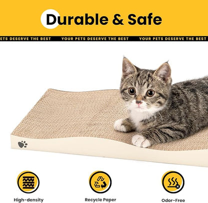 Cat Scratcher, Durable Scratch Pad, Corrugated Cardboard Scratching Board for Indoor Cats, Heavy Duty, Double-Sided Usability, Recyclable, with Catnip, 2 Pack