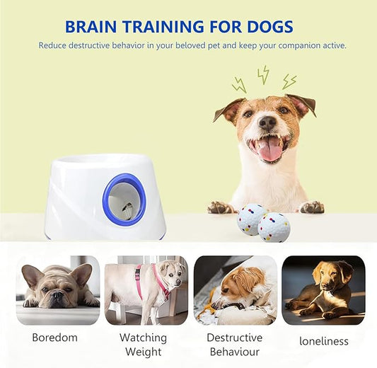 Automatic Dog Ball Launcher, Dog Ball Throw Launcher, 3 Adjustable Distance 20-45FT, with 6 2.3-inch ETPU Balls, for Small/Medium Dogs, Indoor and Outdoor Interactive Toys