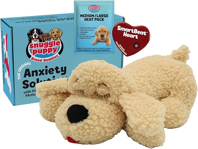 Snuggle Puppy Heartbeat Dog Toy for Puppies, Real-Feel Heartbeat, Calming Sleep Aid and Crate Training Comfort Toy with Heat Pack, Medium Breed Buddies Doodle Appearance (Goldendoodle, Poodle Mix)