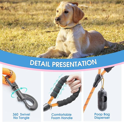 BAAPET 2/4/5/6 FT Dog Leash with Comfortable Padded Handle and Highly Reflective Threads for Small Medium and Large Dogs (4FT-1/2'', Orange)