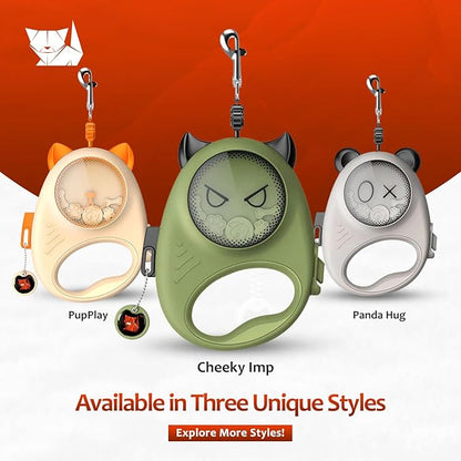 Retractable Dog Leash – 13ft Strong Nylon Tape, Auto-Locking, Tangle-Free, One-Touch Brake, Comfortable Grip – Fun Halloween Design for Small Dogs up to 33 lbs, Haminway Cheeky Imp Design