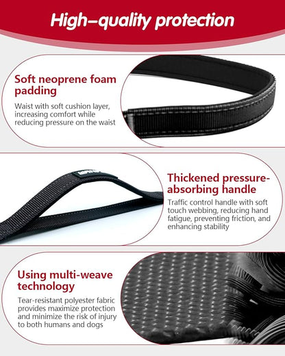 Hands Free Dog Leash, Multifunctional Crossbody Dog Leash, 5.9-9.5Ft Long Waist Belt with Car Safety Buckle and Double-Sided Reflective Stitches for Medium and Large Dogs.(Black)