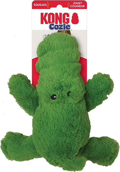 KONG Cozie Plush Dog Toys 2 Pack – Durable & Soft Squeaky Toys for Medium Dogs – Assorted Animal Characters (Ali The Alligator)
