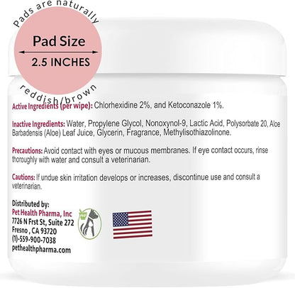 Truseb Chlorhexidine Wipes for Dogs Cats Horses with Aloe Vera - Medicated Ketoconazole Wipes for Skin Irritation, Hot Spots, Redness Relief (50 Count)