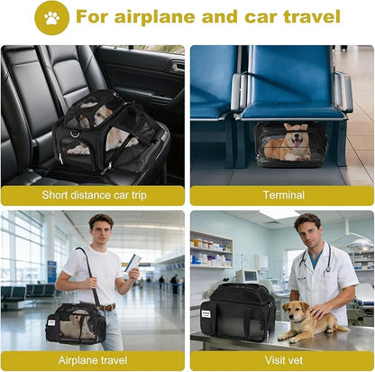 17x11x9.5 Alaska Hawaiian Southwest Airline Approved top and 1 Side Expandable pet Carrier for Extra-Small Dog/Small cat up to 5 lbs
