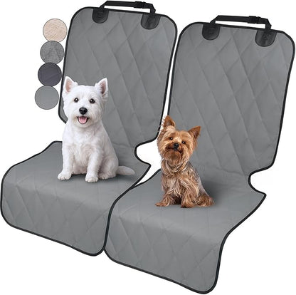 VIVAGLORY Dog Front Seat Cover Seatflex Car Seat Protector for Dog, Car Cover for Pet, Front Single Bucket Captain Chair Protector, Large, Grey, 2Pack