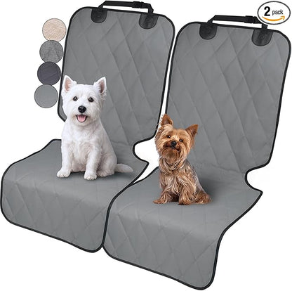 VIVAGLORY Dog Front Seat Cover Seatflex Car Seat Protector for Dog, Car Cover for Pet, Front Single Bucket Captain Chair Protector, Standard, Grey, 2Pack