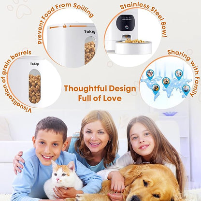 Automatic Cat Feeder Camera for 2-Cats: Easy Setup Timed Smart Dog Feeder WiFi - 2-Way Audio 5G Pet Food Dispenser APP Control for Multi-Cat 2 Pack