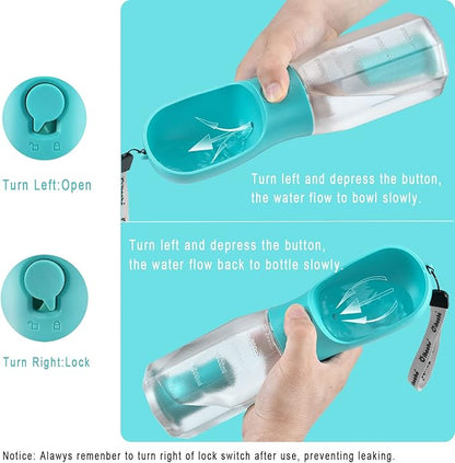 Cibaabo Dog Water Bottle with Food Container & Poop Bag Holder, Travel Water Bowl, Portable Pet Dispenser, Dog Gifts Stuff Accessories Items, Puppy Essentials for Yorkie Chihuahua Walking Hiking