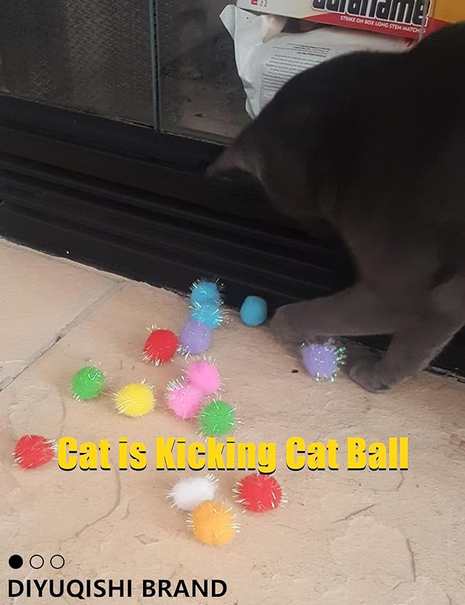 26 Pcs Cat Ball Toys Set for Indoor Cats, Bored Kitten Interactive Bell Balls & Shiny Fluffy Spheres (1.5'' - 2.1'')