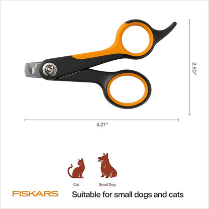 Fiskars Pet Small Pet Nail Clippers, Cat and Dog Nail Trimmers for Grooming, Pet Supplies with Precision Stainless Steel Blades & SoftGrip Handle, 4.25”, Orange/Black