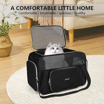 BAGLHER Pet Travel Carrier, Cat Carriers Dog Carrier for Small Medium Cats Dogs Puppies, Airline Approved Small Dog Carrier Soft Sided, Collapsible Puppy Carrier. Black