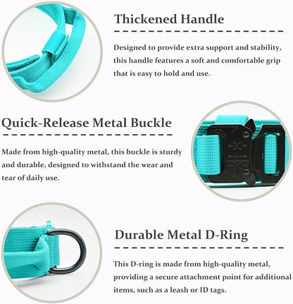 Tactical Dog Collar, Adjustable Military Training Nylon Dog Collar with Control Handle and Heavy Quick-Release Metal Buckle for Small Medium Large Dogs, Blue S