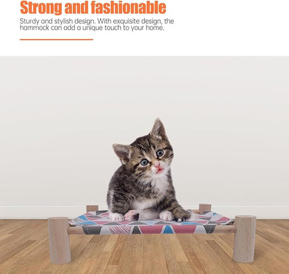 Detachable Pink Geometric Cloth Cat Sleeping Bed Moisture-Resistant Cat Hammock Nest for Seasons Washable Pet Bed Suitable for Indoor