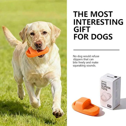 MECOOL Dog Toy Unbreakable Slippers Squeaky Dog Toys for Teehing Chewing Size for Medium and Samll Breeds (Orange)