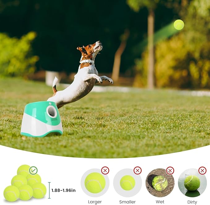Automatic Dog Ball Launcher Tennis Ball Thrower Machine Interactive Fetch Machine Training Game Toy with 3 Adjustable Launch Distance for Small Medium Dogs Indoor & Outdoor