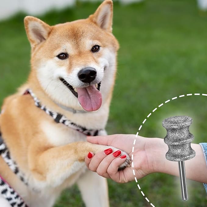 Diamond Rotary Nail Grinder Bits 1/8" Pet Toenail Grinder Attachment Dog Claw Grinder Replacement Heads Nail File Wheel for Medium Large Dogs Nail Care Clippers Trimming Parts