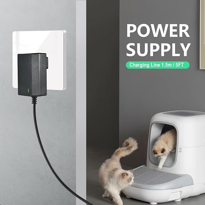 15V 1A Litter Robot 3 Power Cord Power Supply Plug 5.5mm x 2.1mm 15v Power Supply for Litter Robot 3 Cat Open air self Cleaning Box