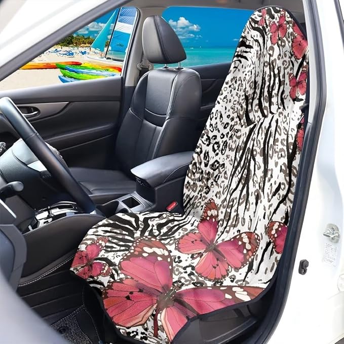 Coldinair Leopard Print Waterproof Towel Car Seat Covers,Beach Sweat Car Seat Protector Front Seats Only Universal Fit for Trucks,Butterfly
