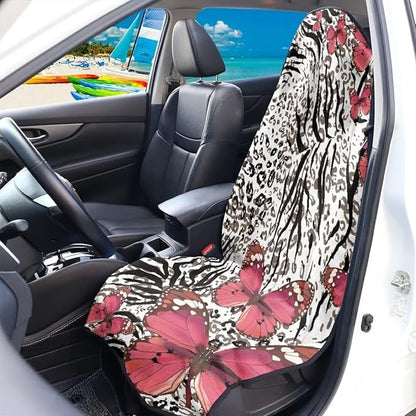 Coldinair Leopard Print Waterproof Towel Car Seat Covers,Beach Sweat Car Seat Protector Front Seats Only Universal Fit for Trucks,Butterfly