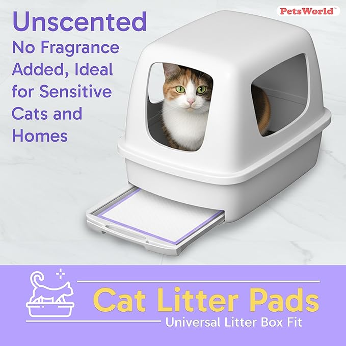 PetsWorld Universal Fit Cat Pad Refills for Litter Box, Unscented, Odor Control, Pack of 600