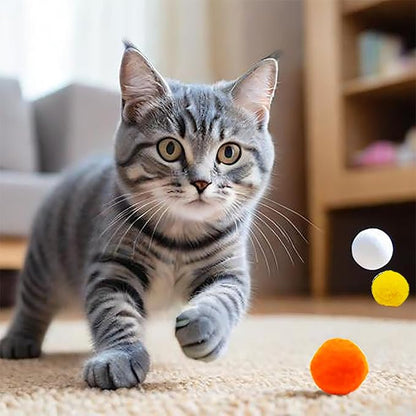 Premium Soft Pom Pom Balls - 50PCS Colorful Pet Toy Balls for Cats, 1.2 Inch Lightweight & Safe Interactive Play, Training, and DIY Crafts