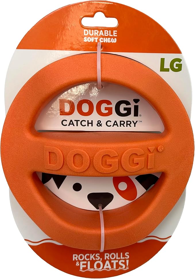 Van Ness Pets Doggi Catch and Carry Flying Disc Floating Dog Toy, Large, Orange