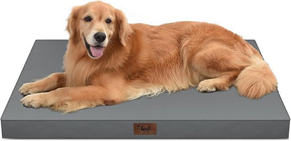 Outdoor Extra Large Dog Bed, Waterproof Dog Bed for Large Dogs, Egg Crate Foam XL Pet Bed with Removable Washable Oxford Cooling Cover, Grey