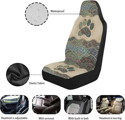 Dog Paw Car Seat Cover, Non-Slip Auto Front Seat Covers Automobile Seats Protectors Car Accessories for Vehicle, Cars, Sedan, Truck, SUV, Van