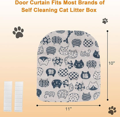 Cat Litter Box Curtain, Washable Litter Box Door Cover, Litter Box Curtain for Enclosed Self-Cleaning Boxs -White Square 11''LX10''W （Curtain Only）